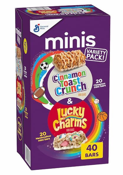 General Mills Lucky Charms and Cinnamon Toast Crunch Minis Treat Bars Variety Pack 40 Ct